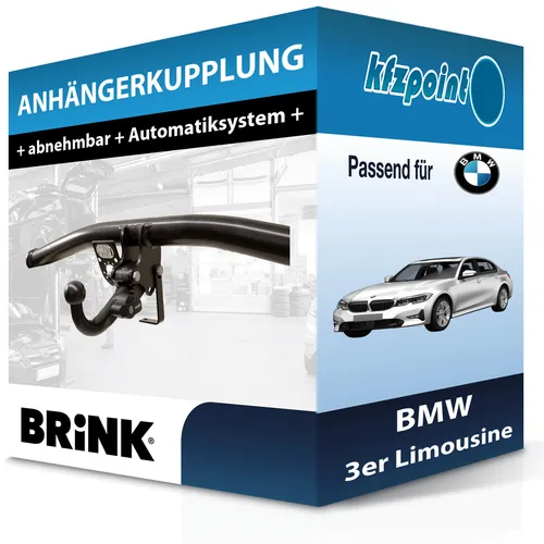 BRINK Abnehmbare Anhängekupplung für BMW 3er Limousine (11.2011-02.2014) - Anhängerkupplung von Brink, abnehmbar und ohne Eintragung in Fahrzeugpapiere, ideal für unkompliziertes Anhängen mit einer Anhängelast von bis zu 1700 kg.