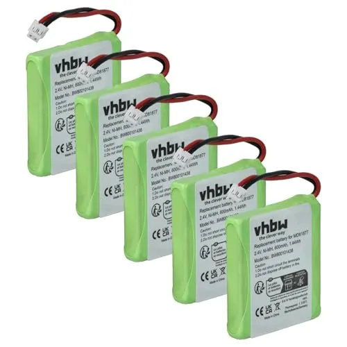 vhbw 5X Akku kompatibel mit Telekom Sinus A201 schnurlos Festnetz Telefon (600 mAh, 2,4 V, NiMH)