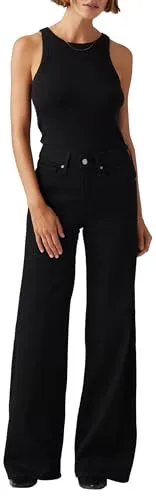 Levi's Shaping Wide Leg Soft Black 318 - Wide Leg Jeans aus superweichem Stretch-Denim mit integriertem Baucheinsatz für eine schmeichelhafte Silhouette und optimalen Tragekomfort.