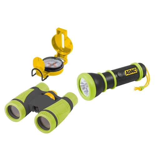 Happy People Kreativset ADAC Entdecker 3-tlg. - Entdecker-Set mit Taschenlampe, Fernglas und Kompass. Ideal für kleine Abenteurer, um die Natur zu erkunden und spannende Entdeckungen zu machen.