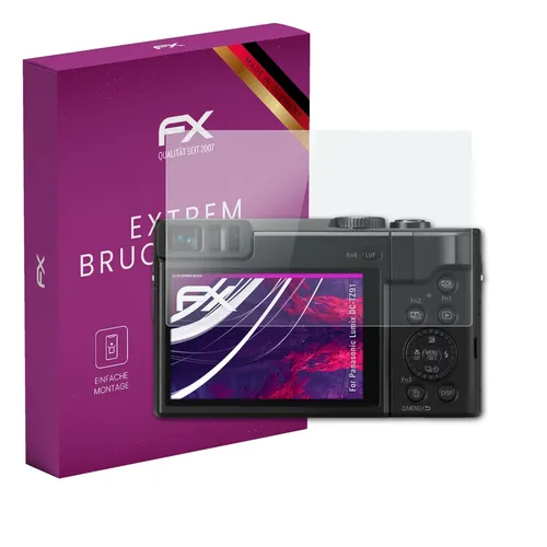 atFoliX Glasfolie für Panasonic Lumix DC-TZ91 Panzerfolie 9H Schutzpanzer