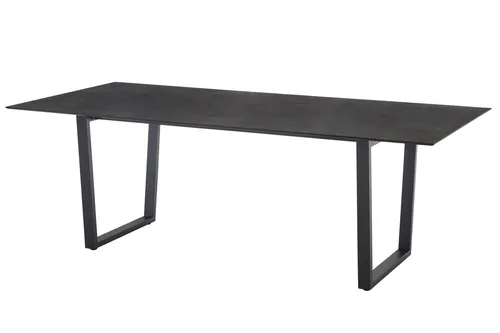 Diamond Garden Kufentisch OXFORD 220 x 100 cm - Edelstahl Dunkelgrau & HPL Granit - Eleganter Esstisch für den Garten, robust und wetterfest, ideal für gesellige Abende im Freien.
