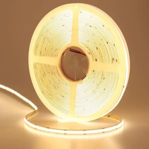 GOMING 24V 15M COB LED Strip Warmweiss 3000K LED Streifen Warmweiß 384LED/M LED Band Selbstklebend CRI 93+ Hohe Helligkeit 11000lm Nicht Wasserdicht IP20 für Heim Deko(Netzteil nicht Enthalten)