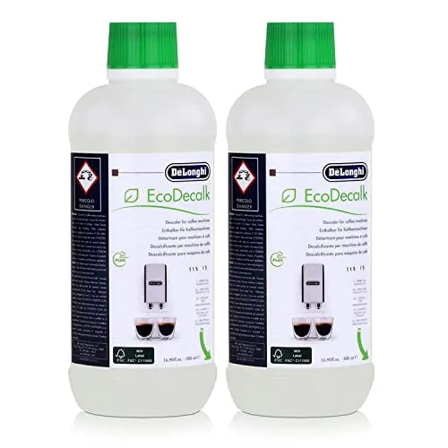 DeLonghi EcoDecalk Entkalkungsmittel 2 x 500ml - Original DeLonghi EcoDecalk für die Pflege von Kaffeevollautomaten. Entfernt effektiv Kalkablagerungen und sorgt für eine verlängerte Lebensdauer Ihrer Maschine. Ideal für bis zu 8 Anwendungen.
