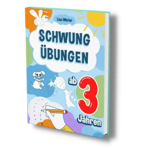 Schwungübungen ab 3 Jahren: Intuitiv zeichnen lernen. Das Mitmachheft für erste Schwünge, Punkte verbinden und Malen lernen. Große Lernerfolge durch ... und Feinmotorik. (Schwungbuch ab 3, Band 1)