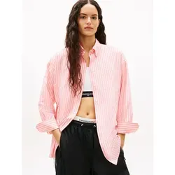 Tommy Jeans Damen Bluse aus Baumwollmischung XL - Moderne Bluse für Damen mit legerer Passform, Button-down-Kragen und Brusttasche. Ideal für einen urbanen Look, perfekt kombinierbar für jeden Anlass.