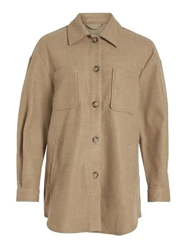 Vila Damen Vikimmi Shirt L/S Jacket - Noos Jacke in Tigers Eye, Größe XS - Stylische Funktionsjacke mit Knopfleiste, Kragen und praktischen Taschen für einen modernen Look und optimalen Tragekomfort.