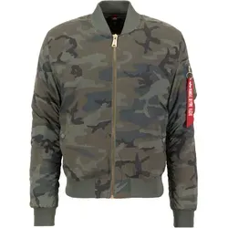 Alpha Industries MA-1 VF 59 Reflective Camo Jacke, grün, Größe M - Stylische Jacke aus robustem Flight Nylon mit enger Passform und praktischer Stifttasche – ideal für modische Männer, die Wert auf Funktionalität legen.