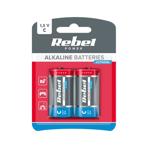 Baterie alkaliczne REBEL EXTREME LR14 2szt/bl. Rebel 5901436720928
