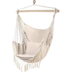 Gardlov Hängesessel Outdoor 97 x 130 cm Beige - Komfortabler Schaukelsessel für Garten und Balkon - Hängesessel mit breiter Sitzfläche und atmungsaktivem Material, ideal für entspanntes Schaukeln und Relaxen im Freien. Mit zwei bequemen Kissen für zusätzlichen Komfort.