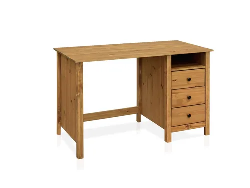 TOBINO Schreibtisch aus Kiefernholz – Modern und Funktional - Moderner Schreibtisch aus gewachstem Kiefernholz mit 3 praktischen Schubladen. Ideal für Arbeitszimmer und vielseitig einsetzbar. Maße: 120x54x74 cm, robust und stilvoll.