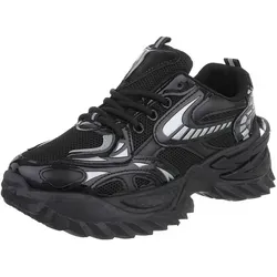 Ital-Design Damen Low-Top Freizeit Sneaker mit Keilabsatz in Schwarz (38 EU) - Stylische Wedge Sneakers in Schwarz für Damen, ideal für Freizeit und Alltag. Mit bequemem Keilabsatz von 6 cm und runder Schuhspitze, perfekt für einen trendigen Look.