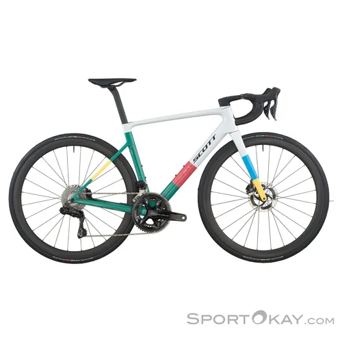 Scott Addict RC Pro Rennrad 28" - beluga grey/seashore green M - Hochwertiges Rennrad mit leichtem Rahmen und präziser Schaltung, ideal für sportliche Fahrten. Dienstrad-Leasing verfügbar.