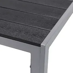 INDA-Exclusiv Aluminium Gartentisch Non-Wood Silber/Schwarz 150x90cm - Gartentisch 150 x 90 cm aus pflegeleichtem Aluminium mit WPC-Tischplatte, ideal für Terrasse oder Garten, bietet Platz für 6 Personen und vereint edles Design mit stabiler Konstruktion.