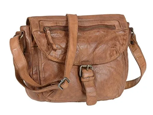 Bear Design Handtasche MATTEA Damen Leder Schultertasche cognac - Handtasche aus hochwertigem Rindleder in cognac-braun, ideal für Shopping und Ausflüge. Kompakt mit 1 Hauptfach, 1 Vorfach und Handytasche. Schultergurt 120 cm für optimalen Tragekomfort.