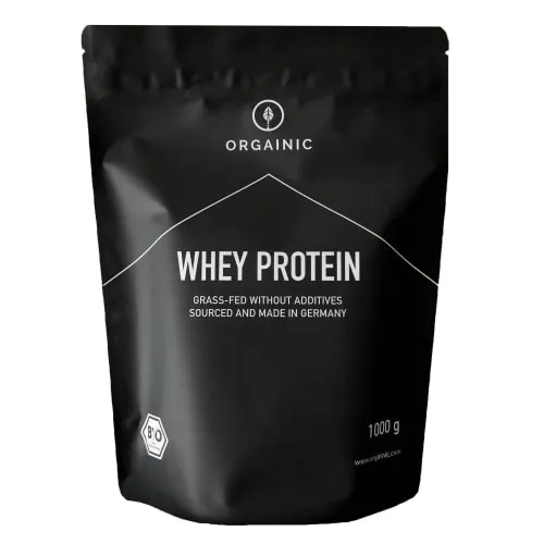 ORGAINIC Bio Natural Whey Protein 1000g - Bio-zertifiziertes Eiweißpulver aus Deutschland, frei von Zusatzstoffen und mit essentiellen Aminosäuren für optimalen Muskelaufbau.