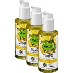 alverde Naturkosmetik - Cellulite Körper-Öl Bio-Zitrone & Bio-Rosmarin (3 x100 ml) 3 x