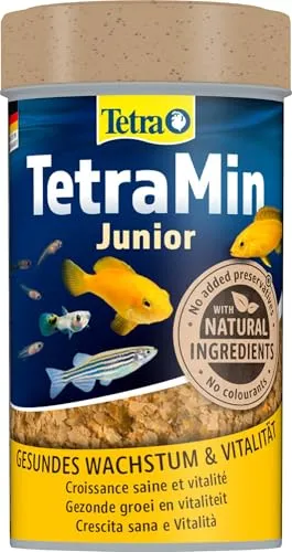 TetraMin Junior - Fischfutter für Jungfische ab 1 cm, gesunde Mini-Flocken für optimales Wachstum und klare Wasserqualität, 100 ml Dose