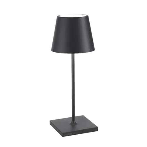 Zafferano Poldina Pro Mini Dark Grey - Klassische Tischleuchte, wiederaufladbar und dimmbar mit bis zu 12 Stunden Akkulaufzeit, ideal für Innen- und Außenbereiche.