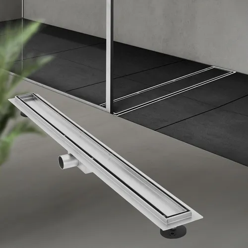 LuxeBath Duschrinne 90cm 2in1 - Befliesbar & Extra Flach - Duschkabinen & -wände, hochwertige Edelstahlkonstruktion für barrierefreies Bad, 2-in-1 Ablaufrost-Design und geruchsstoppender Siphon für optimalen Komfort.