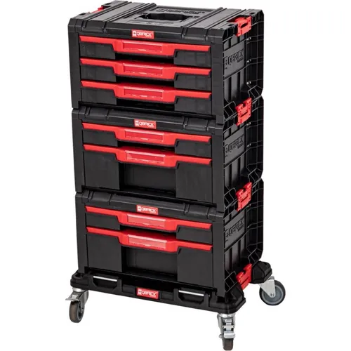 Qbrick System PRO Drawer Workshop Set 1 2.0 - Werkzeugkoffer mit 2x Drawer 2 Toolbox, 1x Drawer 3 Toolbox und Rollbrett, ideal für eine optimale Organisation und Mobilität in Werkstätten oder beim DIY.