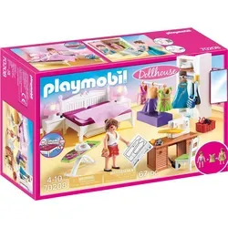 PLAYMOBIL 70208 DOLLHOUSE - Buntes Schlafzimmer mit Nähstudio, 67-teiliges Set für kreative Rollenspiele ab 4 Jahren