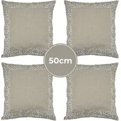 Handgefertigter Kissenbezug Frisia Weiss 50x50cm – 4er Set Boho Deko - Vielseitiges 4er Set handgefertigter Kissenbezüge in 50 × 50 cm. Mit kunstvoller Stickerei und hochwertiger Verarbeitung bringt es stilvolle Akzente in jedes Zuhause und ist ideal für Wohnzimmer, Schlafzimmer oder Leseecken.