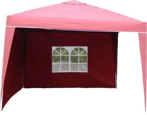 Linder Exclusiv GmbH Pavillonseitenteil 3 x 2m - Zubehör für Pavillons, wasserabweisend mit Fenster, ideal für Gartenpartys und Veranstaltungen, inklusive Befestigungsschlaufen in Rot.