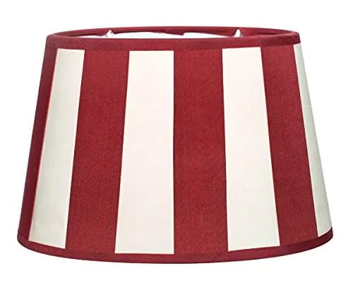 Brillibrum Design Lampenschirm gestreift - Moderner Lampenschirm für E27 Fassungen, oval oder rund, in Rot-Creme. Perfekt für Nachttische oder Fensterbänke, setzt warme Lichtakzente und passt zu jedem Einrichtungsstil.