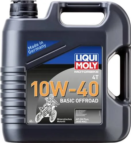 Liqui Moly Motorbike 4T 10W-40 Basic Offroad 3062 - 4-Takt-Motoröl 4l - Hochleistungs-Motoröl für Offroad-Bikes, bietet optimalen Schutz und Leistung, sorgt für sanftes Schalten und geringe Geräuschentwicklung.