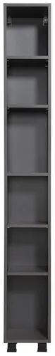 Hochschrank WELLTIME "Trento" - Badmöbel Regal, grau, B:25cm H:180cm - Badregal in modernem grafit für viel Stauraum, 5 variable Einlegeböden und einfache Selbstmontage machen es ideal für jedes Badezimmer.
