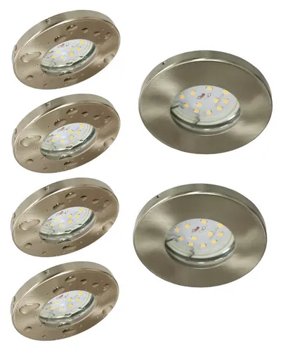 TRANGO LED Einbauleuchte 6er Set - Edelstahl gebürstet - IP44 Spritzwassergeschützte Einbauleuchte für Außen- und Nassräume, inkl. 6x 5 Watt GU10 LED Leuchtmittel, ideal für Bad, Dusche und Garage.