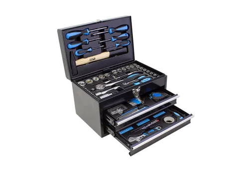 Karcher Werkzeugset 117-teilig, Chrom Vanadium & Karbonstahl - Werkzeugsets: Komplettes 117-teiliges Set in robuster Metallbox, ideal für Heimwerker und Profis, bietet langlebige Qualität aus Chrom Vanadium und Karbonstahl.