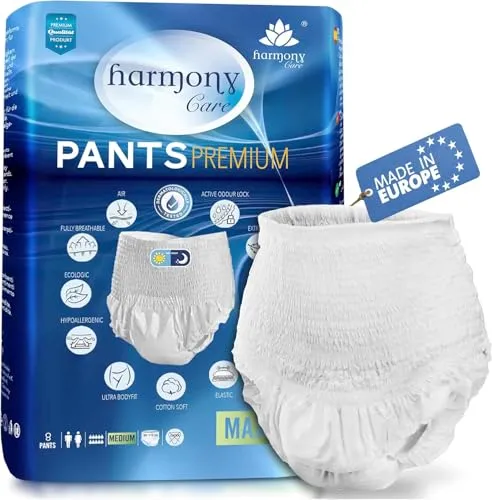 Harmony Care ® MAXI Windelhosen für Erwachsene - Saugstarke Inkontinenz Pants - Inkontinenz Schutzhosen & Unterwäsche mit Ultra-Saugkern für maximale Sicherheit und diskreten Tragekomfort. Ideal für starke Inkontinenz, mit atmungsaktivem, hautfreundlichem Material.