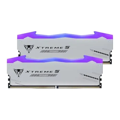 Patriot DIMM 32 GB DDR5-6400 Dual-Kit - Arbeitsspeicher mit 32 GB Gesamtkapazität, 6400 MHz Geschwindigkeit und RGB-Beleuchtung für beeindruckende Leistung und stylisches Design.