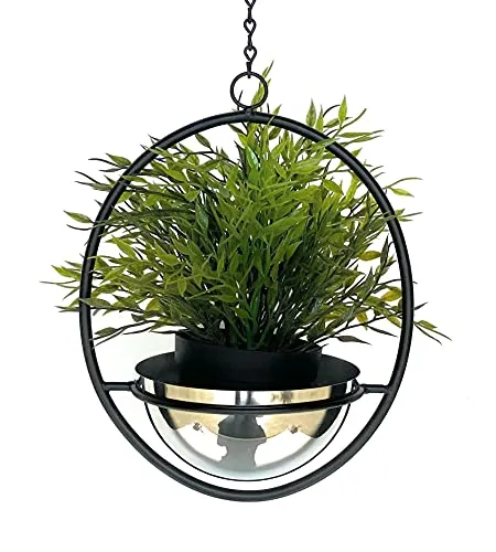 DanDiBo Blumenampel Innen Metall Wand Hängepflanzen 43 cm - Eleganter Pflanzenhänger aus robustem Metall im Vintage Look. Ideal für drinnen und draußen, inklusive stabilem Topf. Gesamthöhe 43 cm, Durchmesser 15 cm – perfekt für kreative Dekoration.