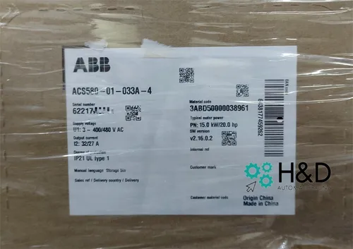 ABB ACS580-01-033A-4 Inverter 15.0 kW - Frequenzumrichter (VFD) mit 15.0 kW Leistung, ideal für Wandmontage, bietet einfache Handhabung und hohe Effizienz für verschiedene Anwendungen.