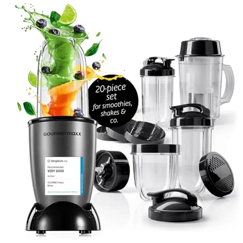 GOURMETmaxx Standmixer Mr. Magic 19-tlg. 400W - Standmixer mit 400W Leistung und umfangreichem Zubehörset, ideal für Smoothies, Shakes und Dips – für kreative Genussmomente in der Küche!