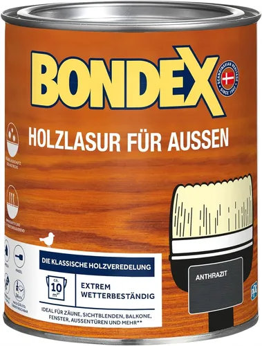 Bondex Holzlasur für Aussen anthrazit 0,75L BEULE