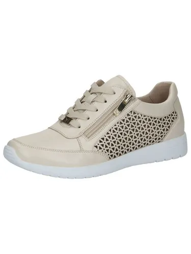 Caprice CAP Airmot. FB Sneaker aus Leder ohne Absatz in Beige/Braun 40 EU - Bequeme Sneaker in Größe 40, aus hochwertigem Leder, ideal für den Alltag. Mit praktischem Reißverschluss und G-Weite für optimalen Tragekomfort.