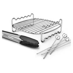 Philips Garset Gitter und Zange für Airfryer (HD9920/00) - Silber - Backformen für Airfryer mit Grillrost und Zange, ideal für gesunde Grillgerichte und einfache Reinigung in der Spülmaschine.
