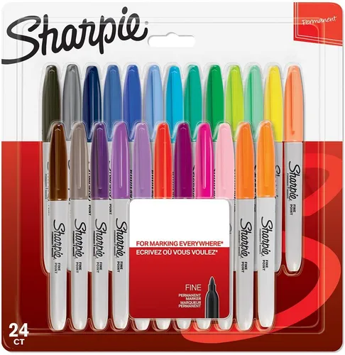 Sharpie Permanent Marker 24er Set | Feine Spitze in gemischten Farben - Schreibutensilien mit farbintensiven, wasserfesten Markern, die auf nahezu jedem Untergrund brillieren und schnell trocknen – ideal für kreative Projekte.