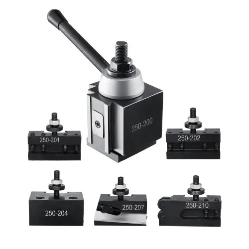 VEVOR Schnellwechsel-Werkzeughalter-Set 6-teilig für Mini-Drehbank - Drehbankzubehör für 10-15 Zoll Mini-Drehbänke, aus robustem 45# Stahl für eine schnelle und einfache Werkzeugwechsel.