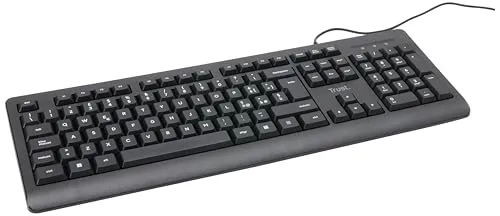Trust Taro USB-Tastatur, kabelgebunden, italienisches QWERTY-Layout, PC-Tastatur mit Kabel für Computer/Laptop/Notebook, Mac/Windows, Kabel 1,8 Meter, flüssigkeitsbeständig, ergonomisch – Schwarz