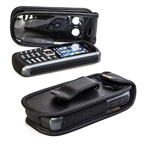 caseroxx Ledertasche mit Gürtelclip für Samsung B2710 in schwarz – robuste Handy-Tasche mit Sichtfenster & Gürtelclip aus Echtleder, ideal für Beruf, Freizeit, Outdoor & sicheren Transport