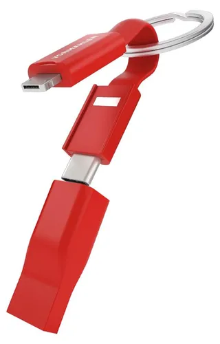 VONMAHLEN, 5-in-1-USB-A/Micro-USB-C Lightning-Schlsselanhngerkabel, Rot