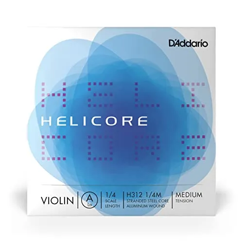 D'Addario Helicore Geigensaiten - Violine Saiten - H312-1/4M Violinen Einzelsaite 'A' Titanium umsponnen 1/4 Medium