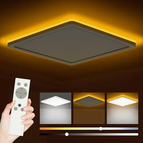 Bowfar LED Deckenleuchte Flach 24W - Dimmbar mit Fernbedienung, 1800K Nachtlicht und energiesparend – ideal für Badezimmer, Wohnzimmer und mehr. Perfekte Lichtatmosphäre für jeden Raum!
