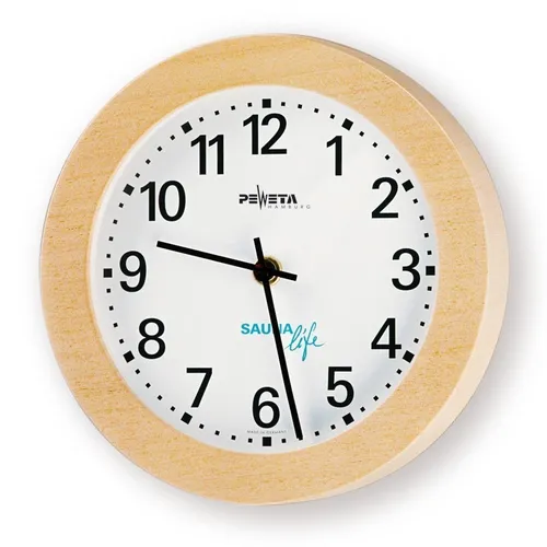 Peweta Sauna-Uhr 71.425.211 - Praktische Nebenuhr für die Sauna - Runde Wand-Uhr mit einem Durchmesser von 220 mm, ideal für die Sauna. Sie bietet klare Ablesbarkeit und ist ein stilvolles Accessoire für entspannende Momente.