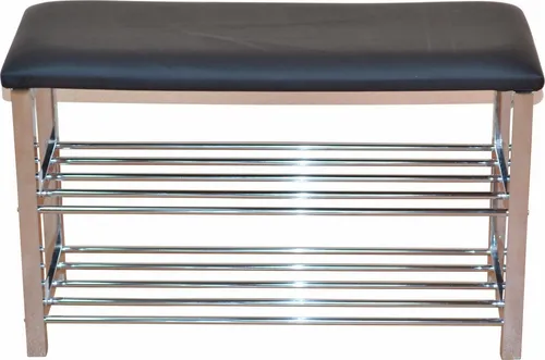 Schuhbank INOSIGN, grau (chromfarben), B:57cm H:50cm T:30cm - Praktische Schuhbank mit gepolsterter Sitzfläche und zwei Ablageebenen für mehr Ordnung im Eingangsbereich. Die stilvolle Kombination aus Kunstleder und Metall sorgt für eine moderne Note. Ideal für jeden Dielenbereich!